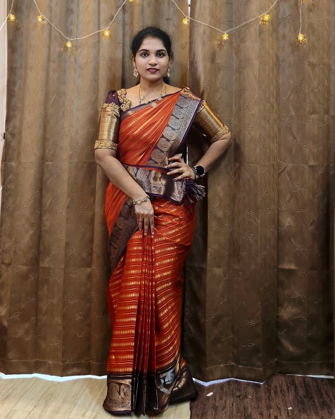 Royal Maroon Traditional Zari Woven Kancheepuram Silk Saree